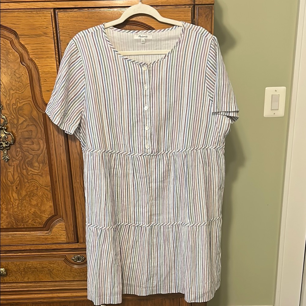 Madewell Multicolor Striped Tiered Short Dress